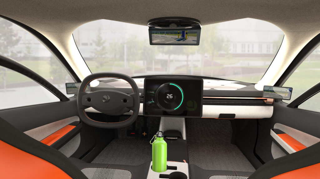 Interior displays replace mirrors on the Aptera