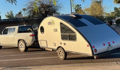 Leaving town with an RV in tow