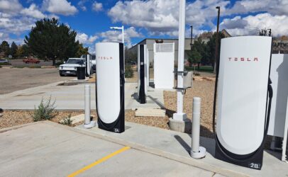 The nes Tesla chargers next to the Safeway in Cortez.